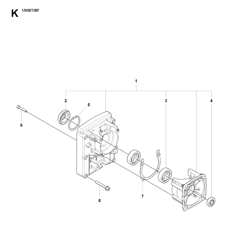 Piston And Crankshaft Diagram and Parts List for 150BF  Husqvarna Leaf Blower / Vacuum