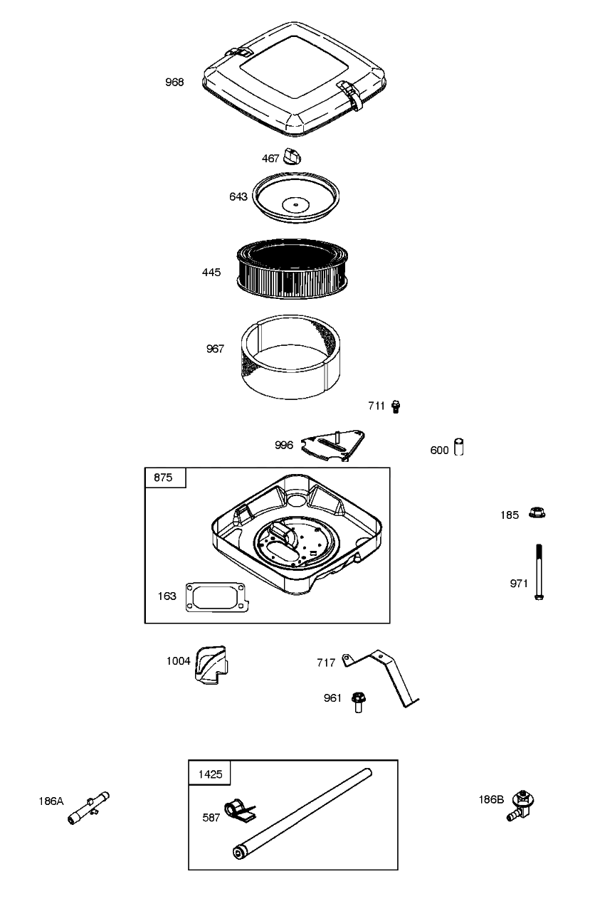 Air Filter Diagram and Parts List for PF21AWD (965095101)(2007-03) Husqvarna Lawn Tractor