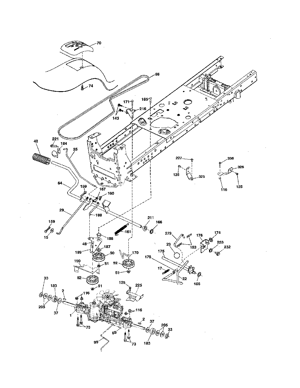 Drive Diagram and Parts List for 917223840  Husqvarna Lawn Tractor