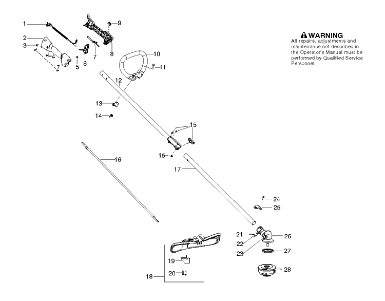 Shaft And Handle Diagram and Parts List for 128LD 952711953 Husqvarna Edger