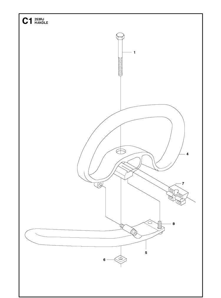 Handle Diagram and Parts List for 253RJ 20182200001-Current Husqvarna Brush Cutter