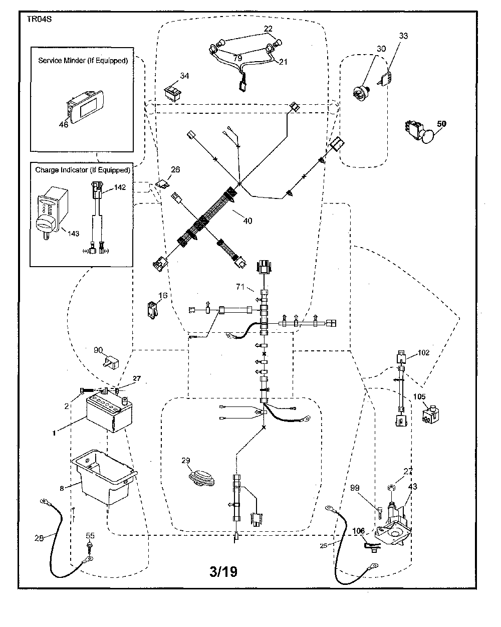 Electrical Diagram and Parts List for YTH24V54-96043025900  Husqvarna Lawn Tractor