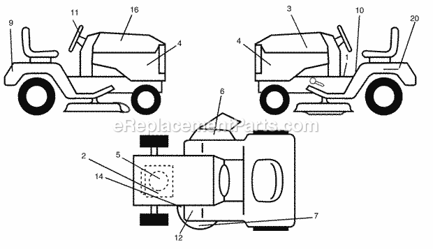 Decals Diagram and Parts List for WET17H42STA 2003 Husqvarna Lawn Tractor