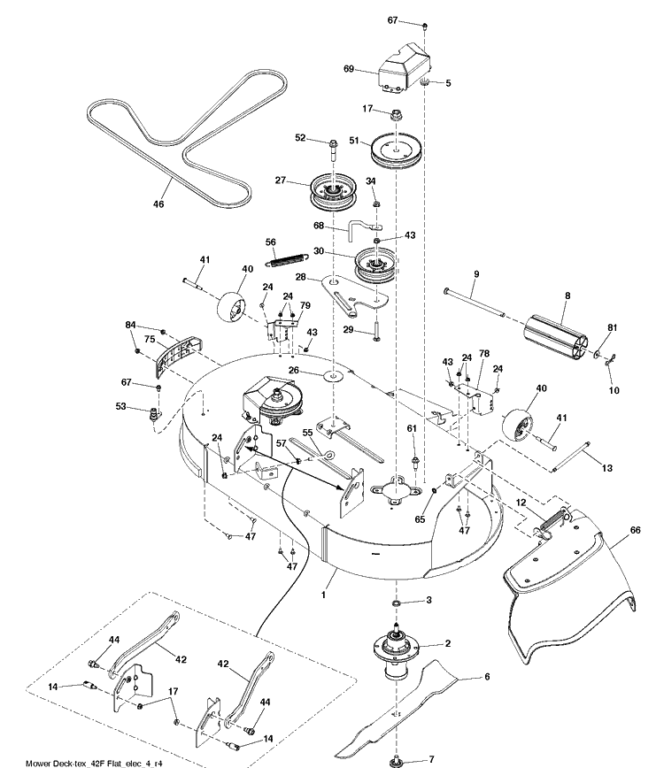 Mower Deck / Cutting Deck 2 Diagram and Parts List for TS242XD  Husqvarna Lawn Tractor