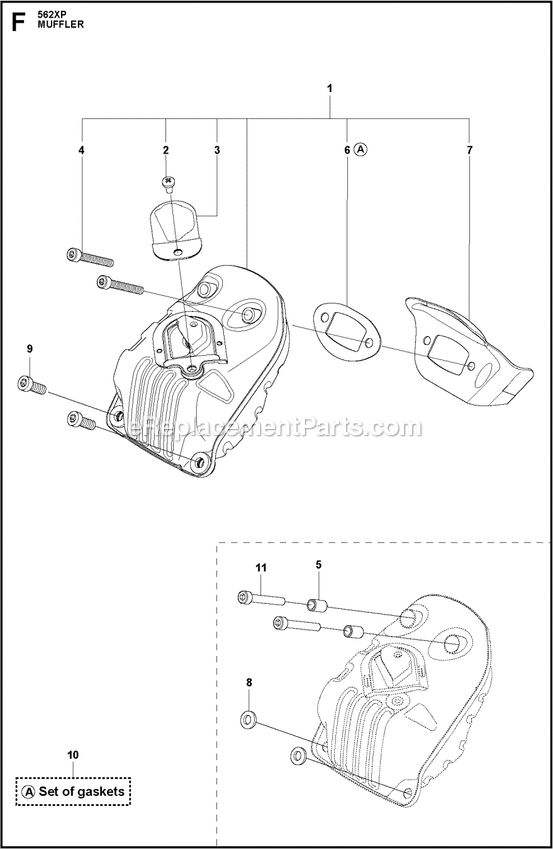 Muffler Diagram and Parts List for 562XPG  Husqvarna Chainsaw