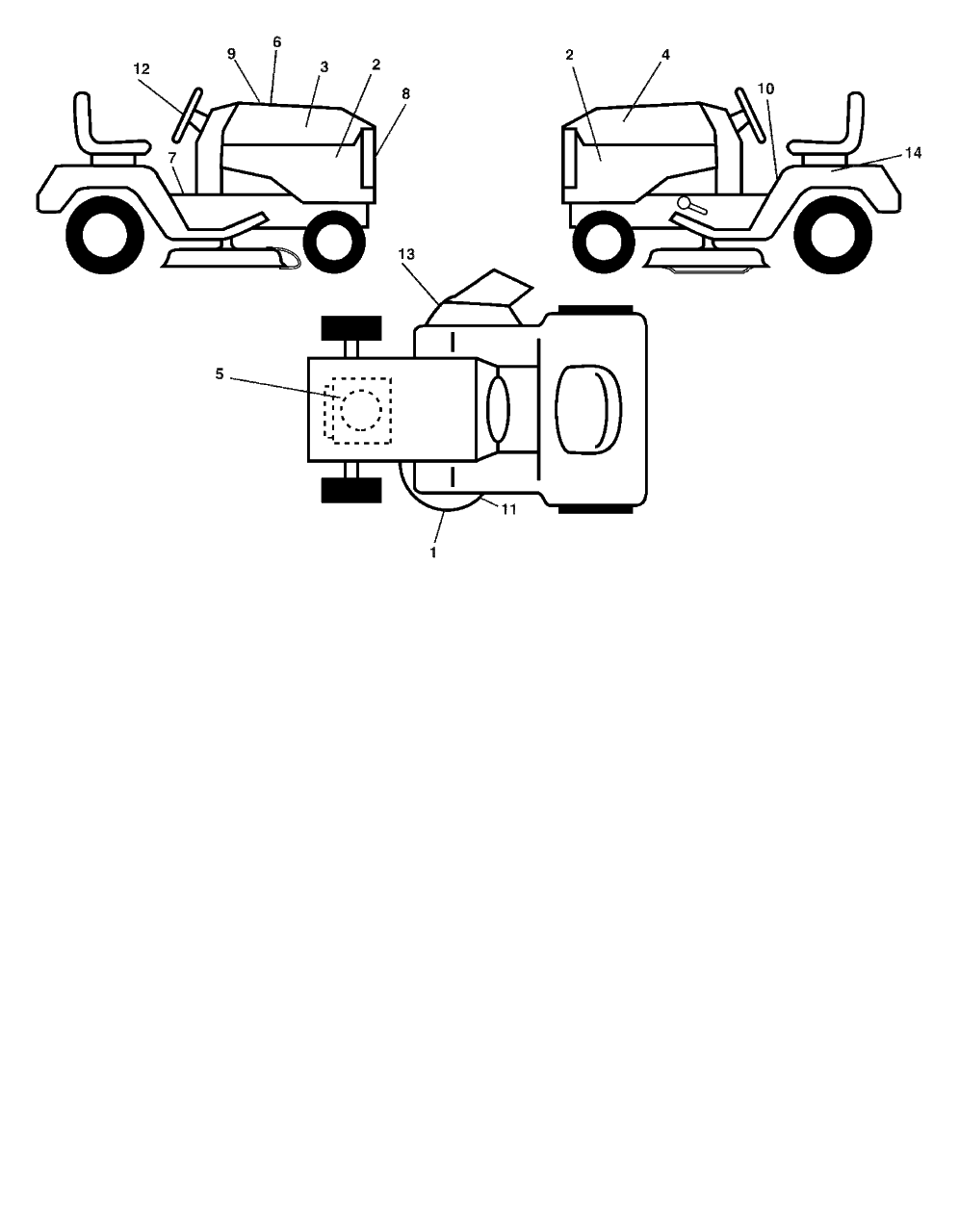 Decals Diagram and Parts List for YTH2148 (954572035-B)(2005-01) Husqvarna Lawn Tractor