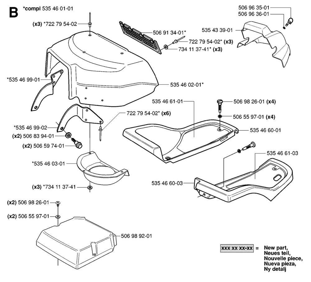Hood Diagram and Parts List for R15-V2 (953533701)(2006-05) Husqvarna Lawn Tractor