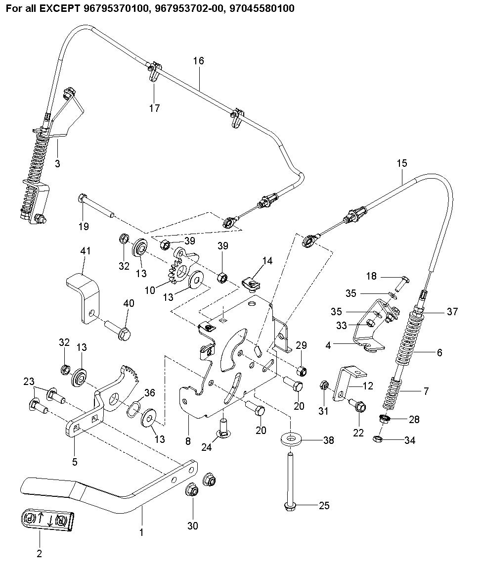 Parking Brake Diagram and Parts List for MZ54 ROPS Husqvarna Lawn Tractor