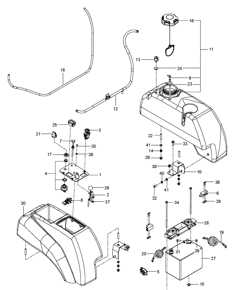 Ignition System Diagram and Parts List for MZ52 (96727740500)(2014-03) Husqvarna Lawn Mower