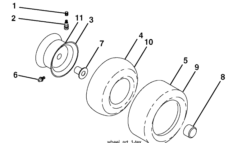 Wheels And Tires Diagram and Parts List for LGT2554 (96045001502)(2010-02) Husqvarna Lawn Mower