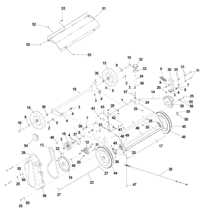 Body Assembly Diagram and Parts List for DT22BNR (968999367)(2005-11) Husqvarna Seeder