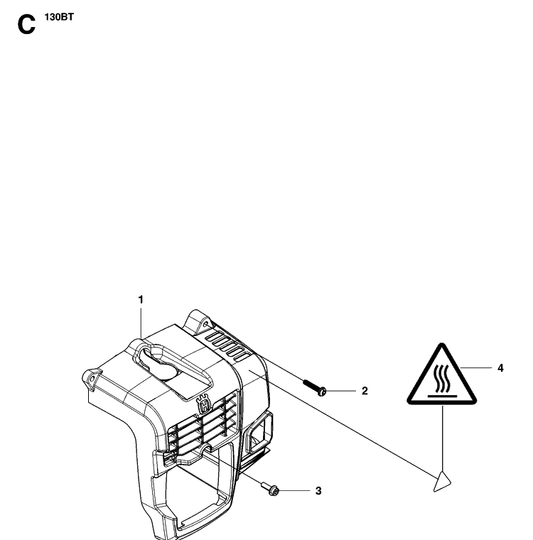 Cylinder Cover Diagram and Parts List for 130BT (965102204)(20070100001-20133299999) Husqvarna Leaf Blower / Vacuum