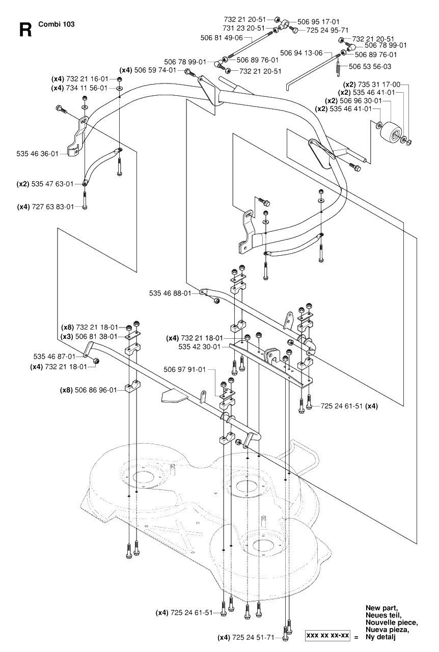 Protection Frame 2 Diagram and Parts List for R16 (953521401)(2006-01) Husqvarna Lawn Tractor