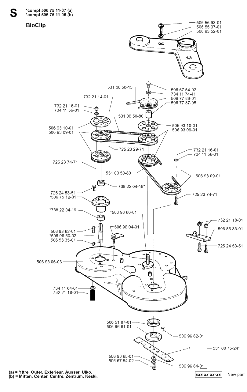 103cm Cutting Deck Diagram and Parts List for PF18 2000-03 Husqvarna Lawn Tractor