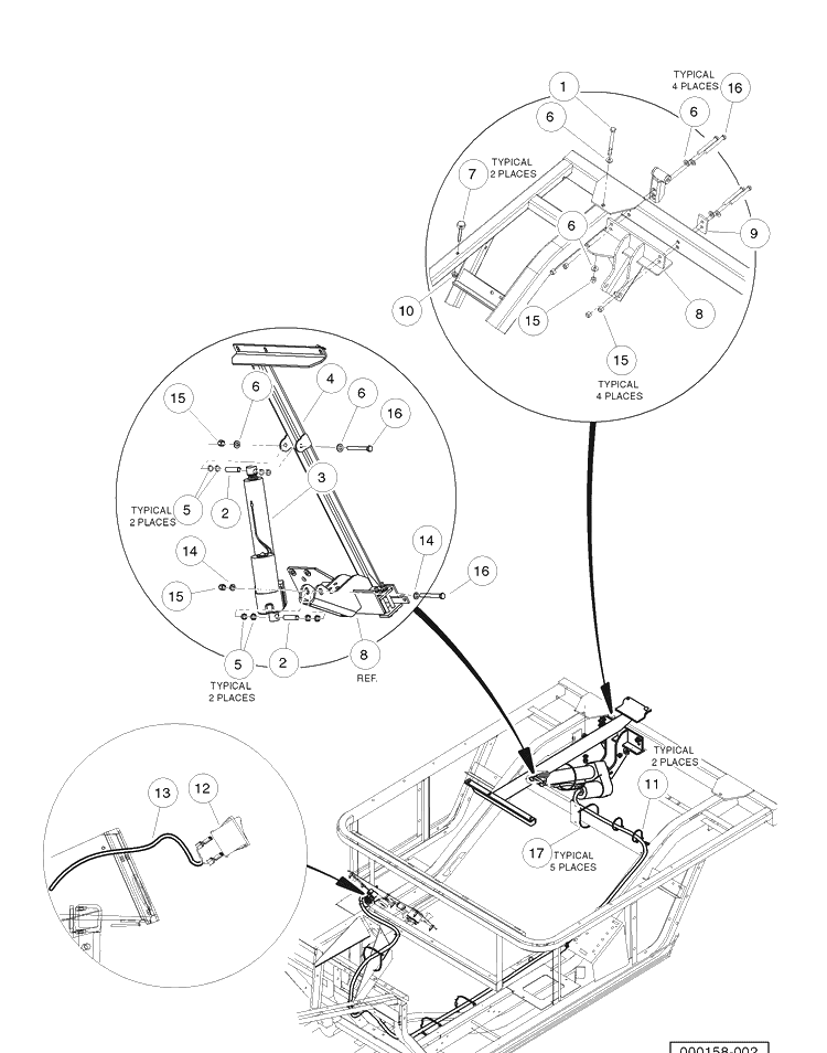Electric Bed Lift Diagram and Parts List for HUV4421DXP 2006-11 Husqvarna Lawn Tractor
