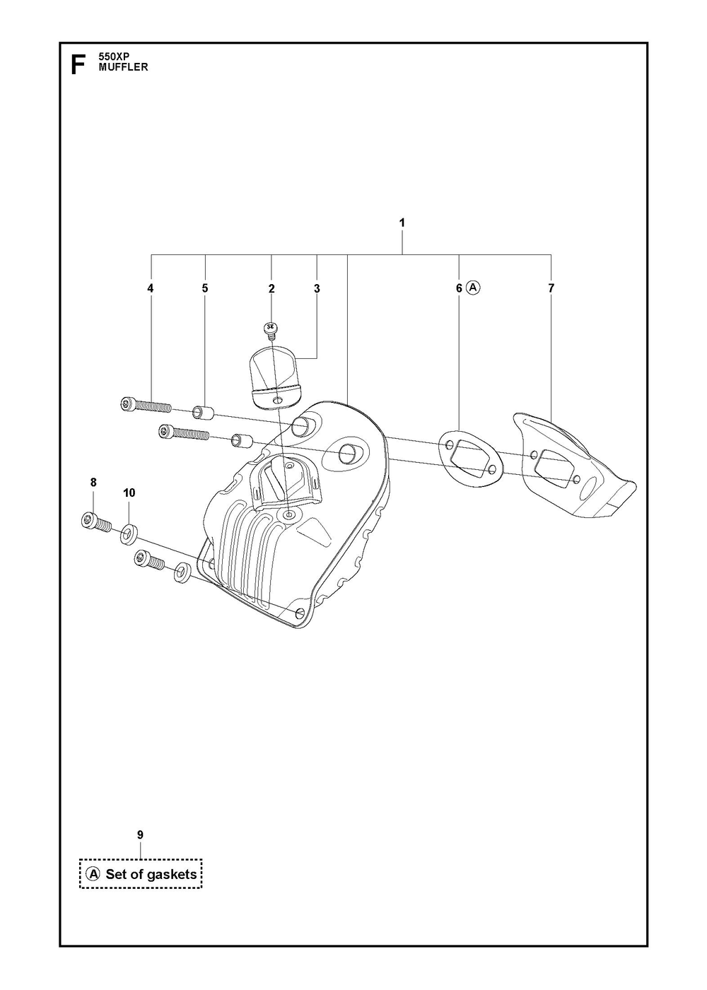Muffler Diagram and Parts List for 550XPG  Husqvarna Chainsaw