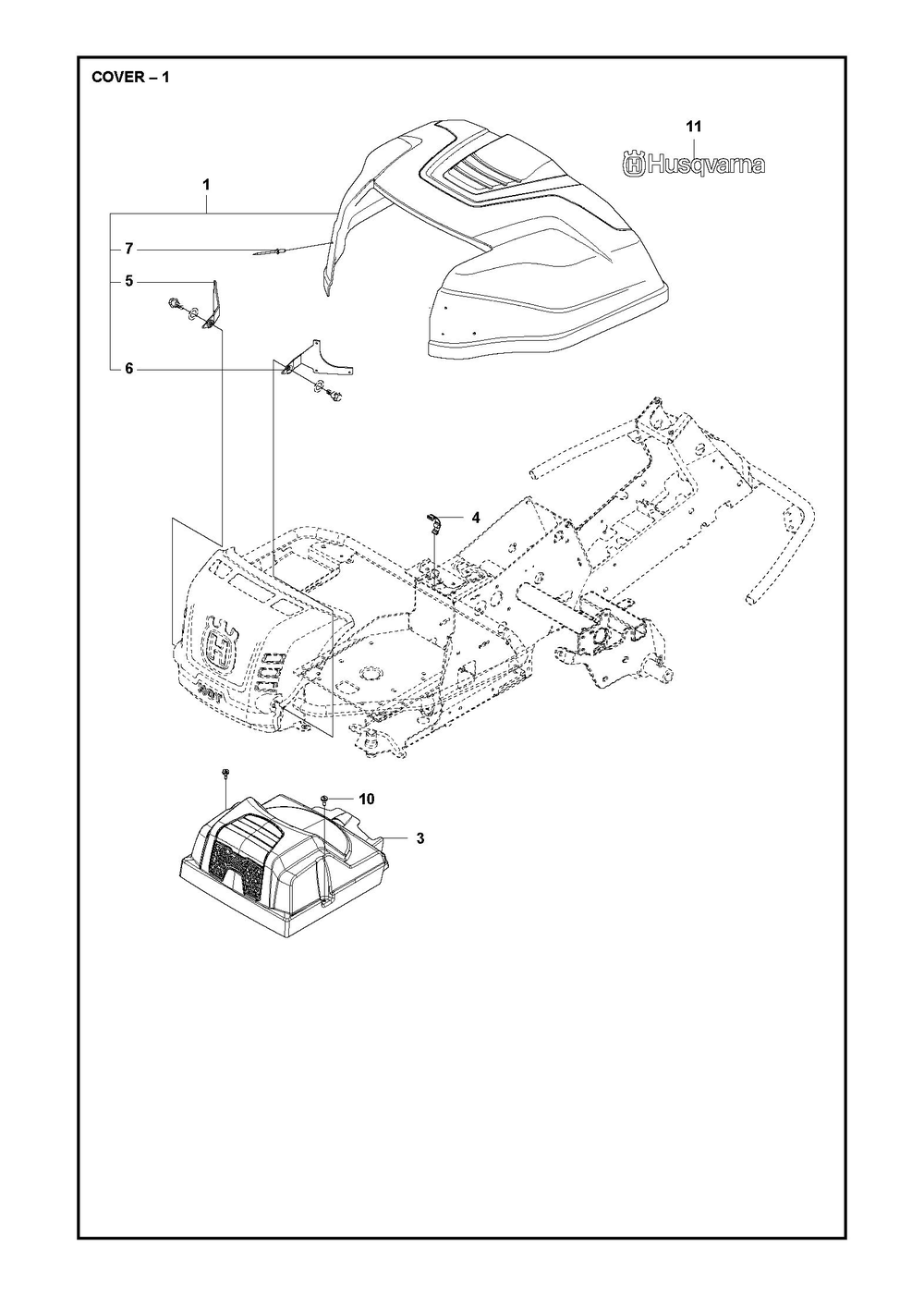 Cover Diagram and Parts List for R216TAWD 2022 Husqvarna Lawn Tractor