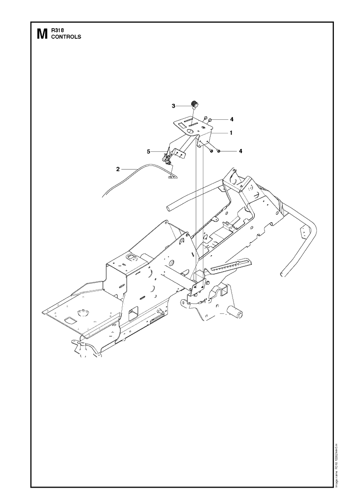 Controls Diagram and Parts List for R318  Husqvarna Lawn Mower
