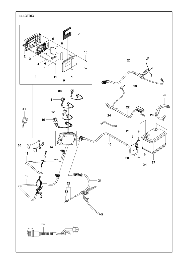 Electrical Diagram and Parts List for P525  Husqvarna Lawn Mower