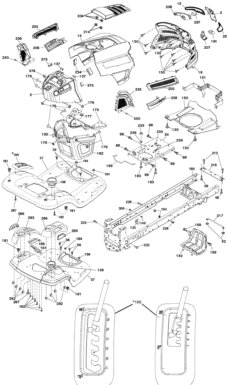 Chassis / Frame 2 Diagram and Parts List for YTH24V48  Husqvarna Lawn Tractor