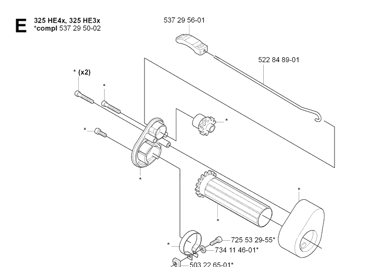 Controls Diagram and Parts List for 325HE4 (X-SERIES)(20090900001-Current) Husqvarna Hedge Trimmer