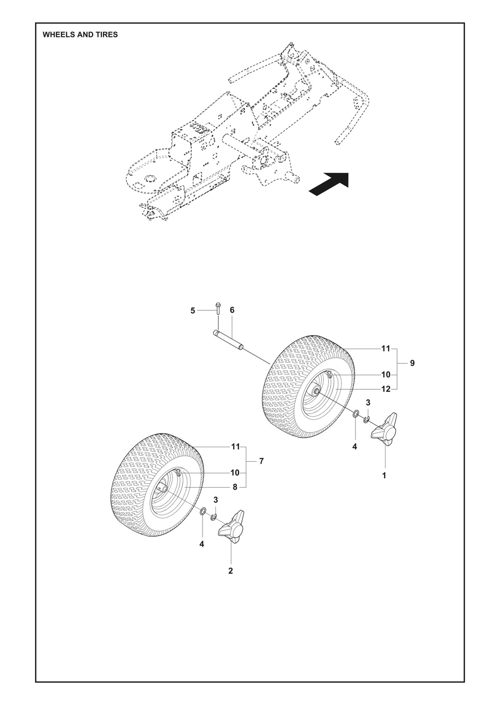 Wheels And Tires Diagram and Parts List for R200IX  Husqvarna Lawn Tractor