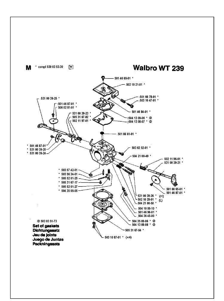 Carburetor Details Diagram and Parts List for 36 19941800001-Current Husqvarna Chainsaw