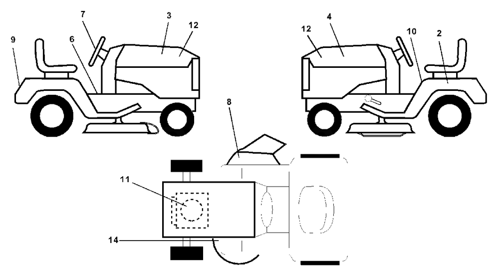 Decals Diagram and Parts List for YTH1542XP (954567253-A)(2001-01) Husqvarna Lawn Tractor