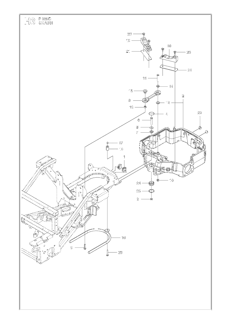 Chassis / Frame 3 Diagram and Parts List for P520D (967019501)(20120100001-20143999999) Husqvarna Lawn Mower