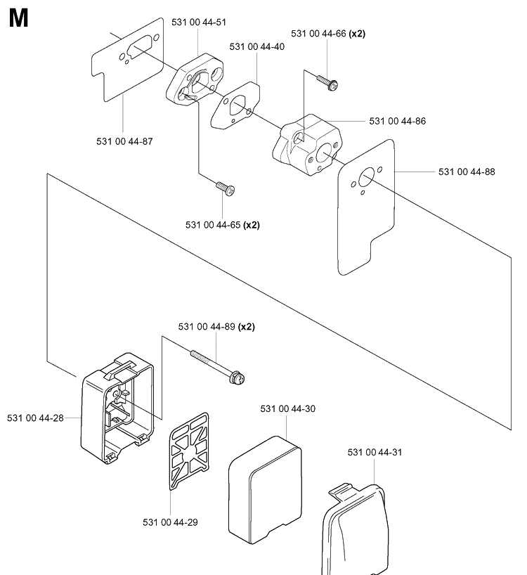 Air Filter Diagram and Parts List for 141B 20041400001-Current Husqvarna Leaf Blower / Vacuum