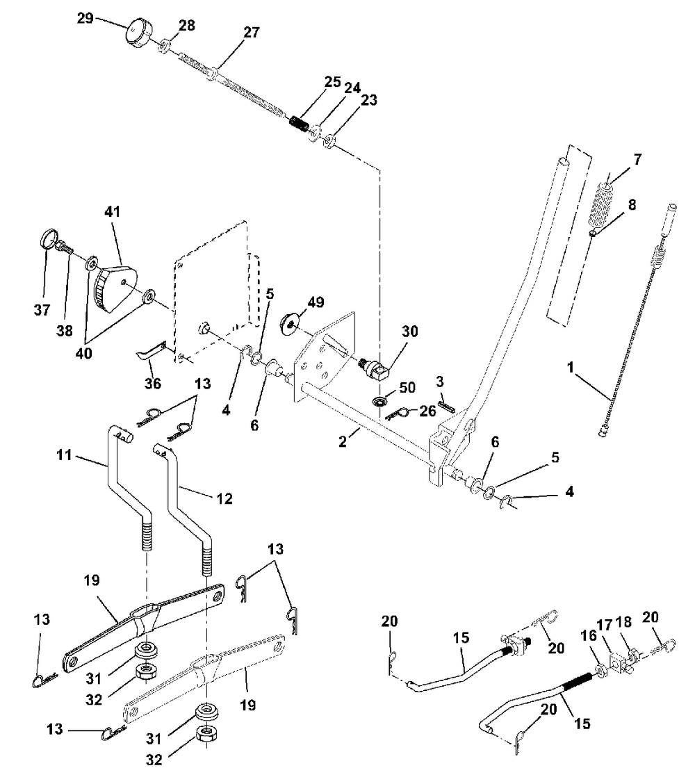 Mower Lift Diagram and Parts List for YTH1542XP (954567253-D)(2001-12) Husqvarna Lawn Tractor