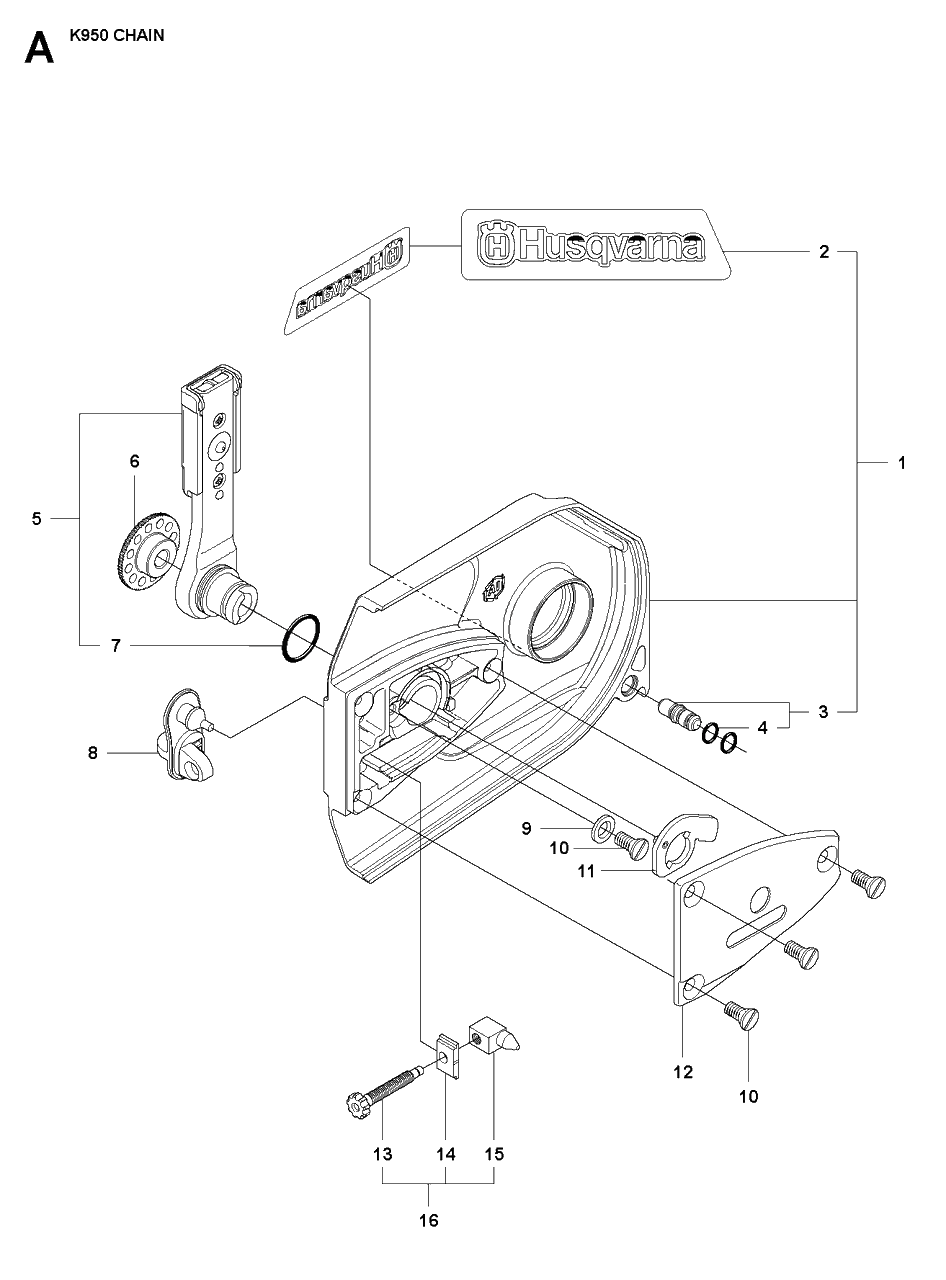 Clutch Cover Diagram and Parts List for K950CHAIN 2007-01 Husqvarna Circular Saw