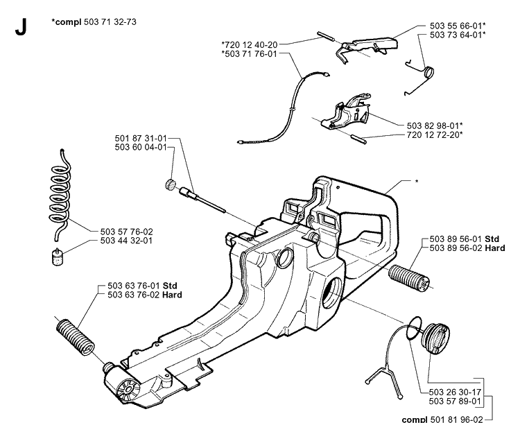 Fuel Tank Diagram and Parts List for 371XP 19991800001-Current Husqvarna Chainsaw