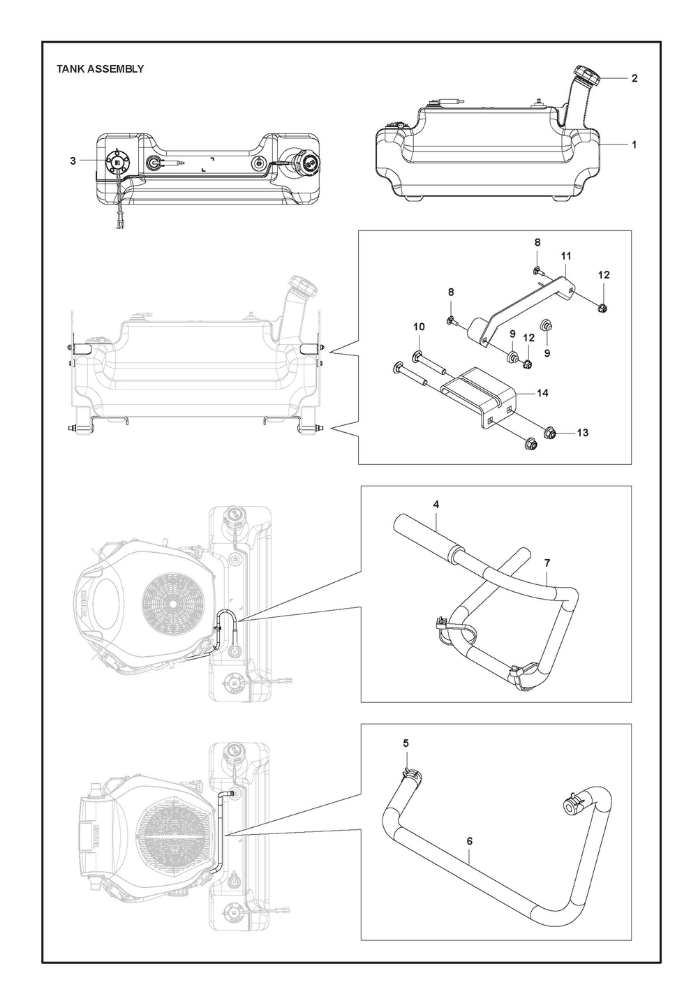 Fuel System Diagram and Parts List for XCITETMZ345 Z350 Husqvarna Lawn Tractor
