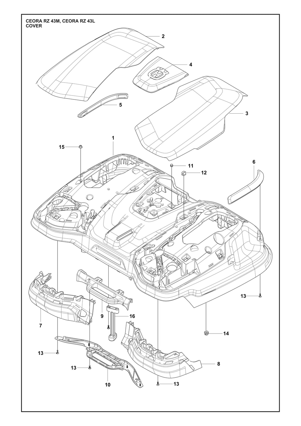 Cover Diagram and Parts List for CEORARZ43M  Husqvarna Lawn Mower