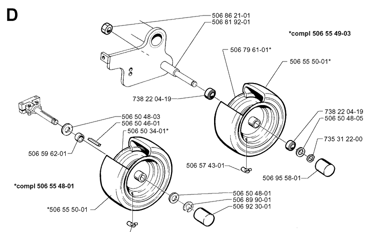 Wheels And Tires Diagram and Parts List for RIDER970 1997-03 Husqvarna Lawn Mower