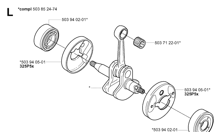 Crankshaft Diagram and Parts List for 325P 20042300001-20062999999 Husqvarna Pole Saw
