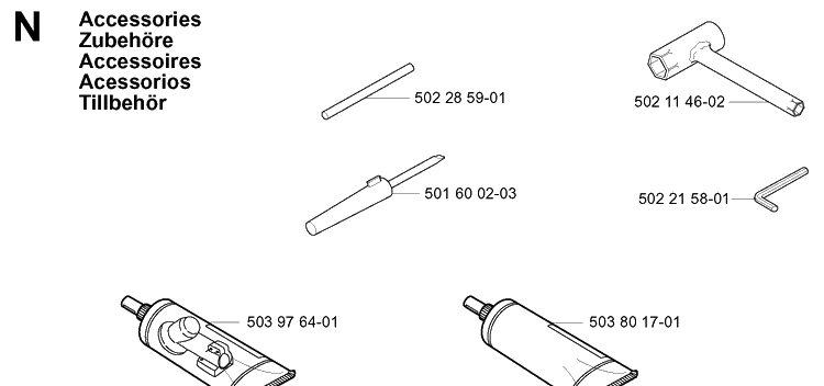 Accessories Diagram and Parts List for 326EX 20010900001-20020500000 Husqvarna Edger