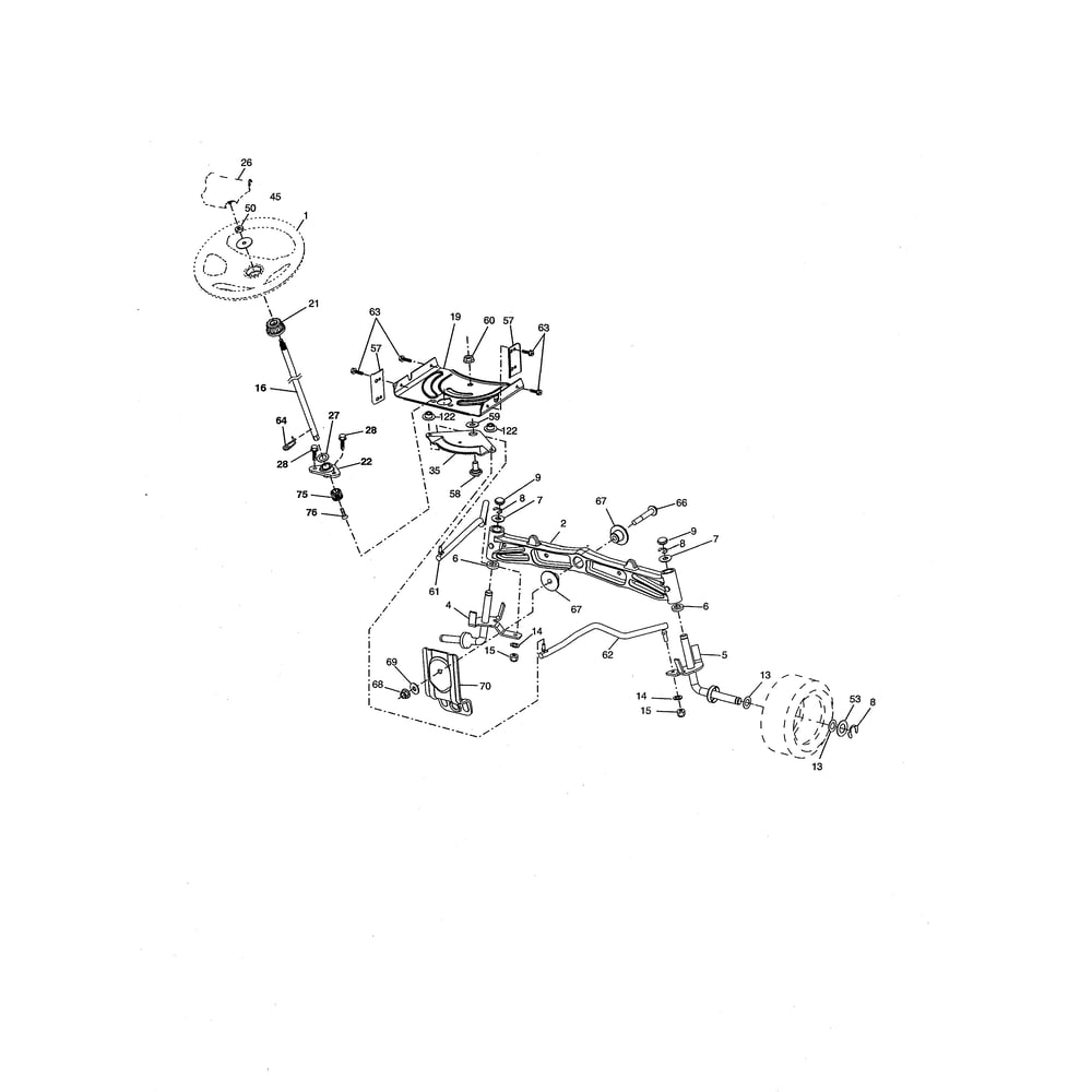 Steering Diagram and Parts List for 96045005500  Husqvarna Lawn Tractor