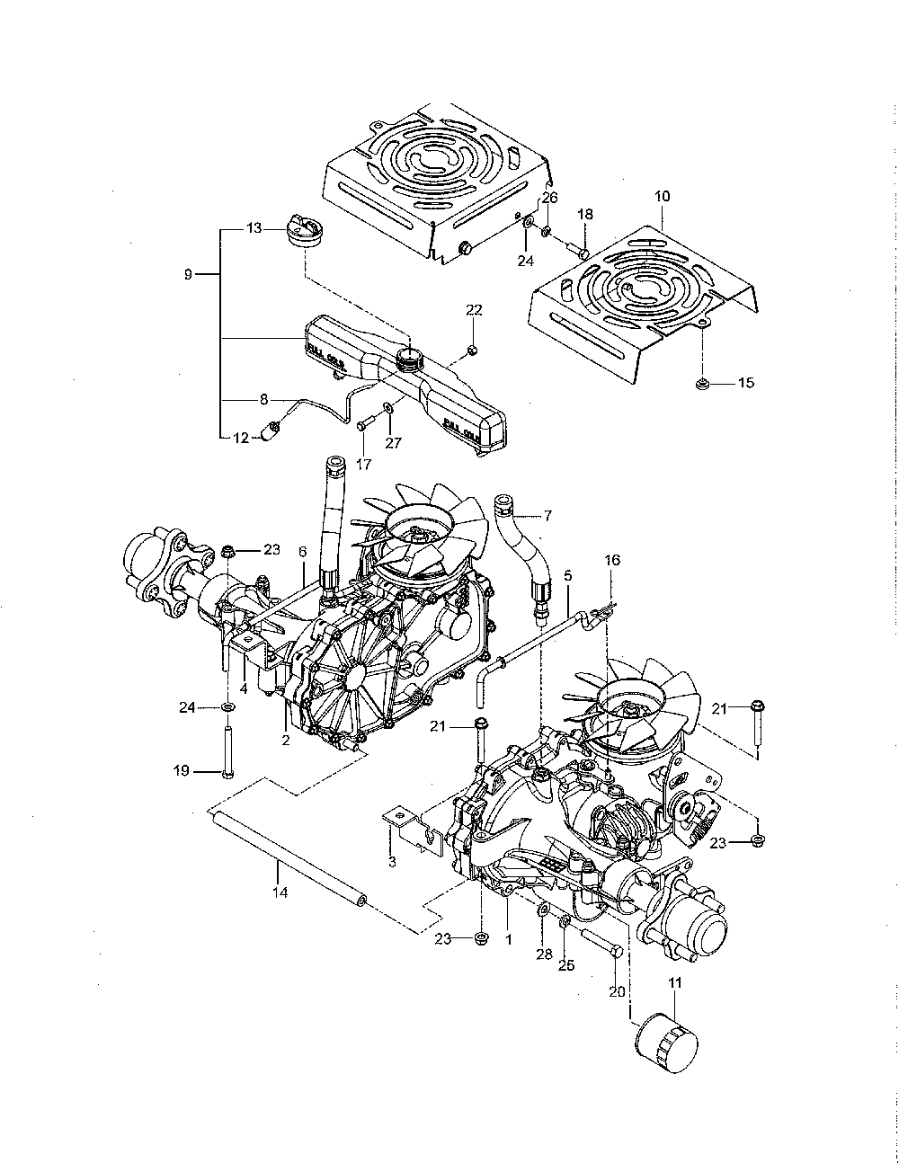 Hydraulic pump-motor Diagram and Parts List for 967334101-00  Husqvarna Lawn Mower