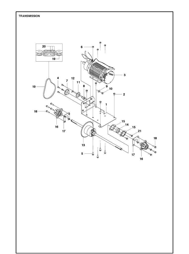 Transmission Diagram and Parts List for 967187001  Husqvarna Lawn Tractor Accessories