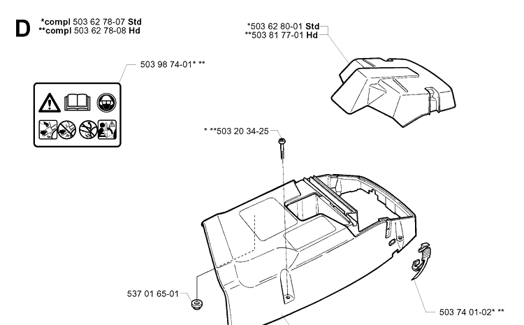 Cover Diagram and Parts List for 372XP/ (XPG)(20034000001-20051800000) Husqvarna Chainsaw