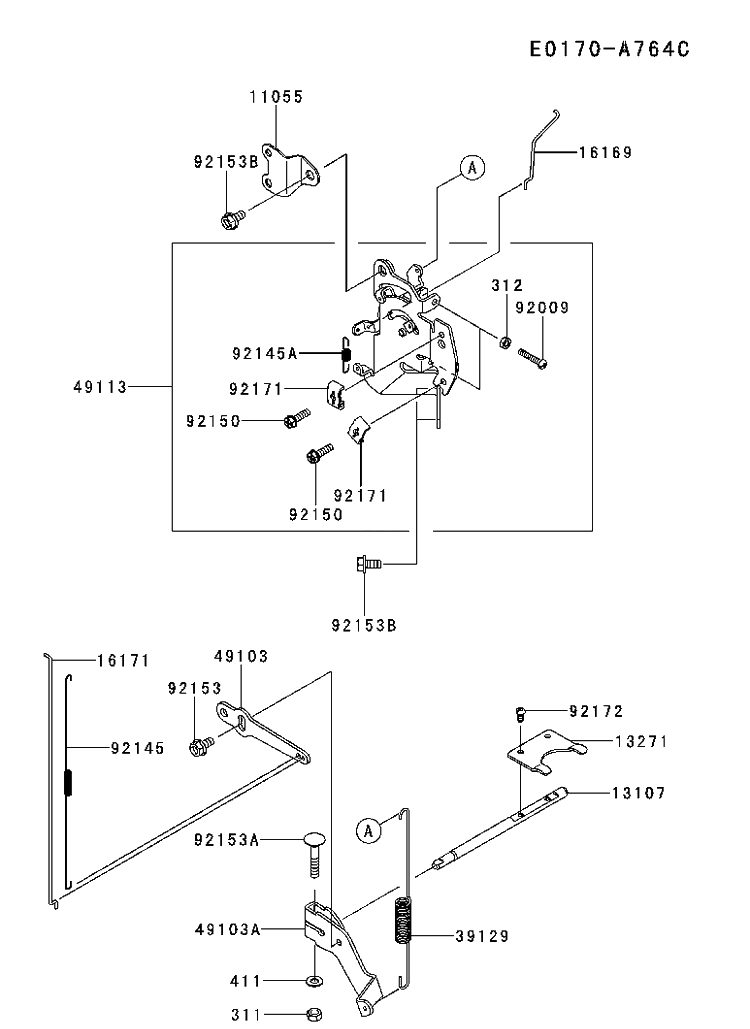 Controls Diagram and Parts List for FX801V-FS00 2017-09 Husqvarna Engine
