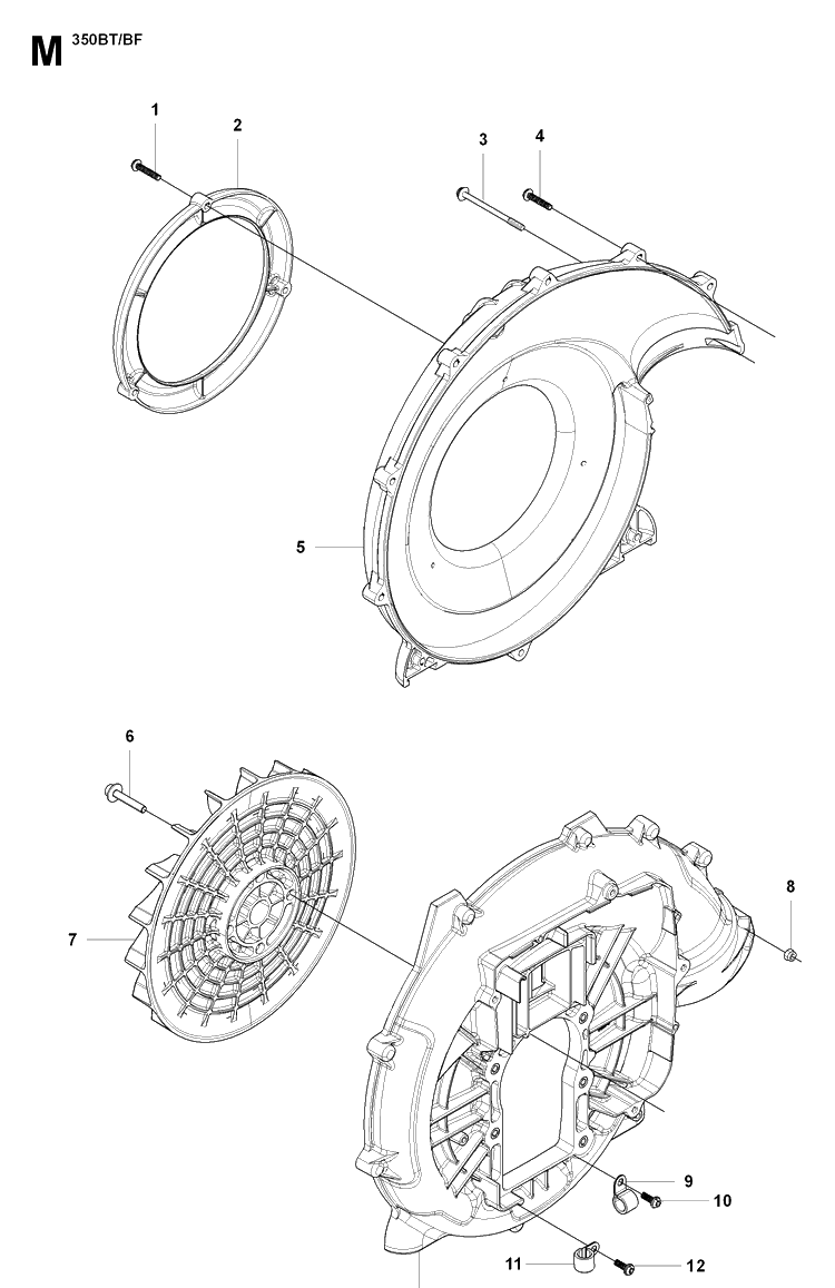 Fan Diagram and Parts List for 350BT  Husqvarna Leaf Blower / Vacuum