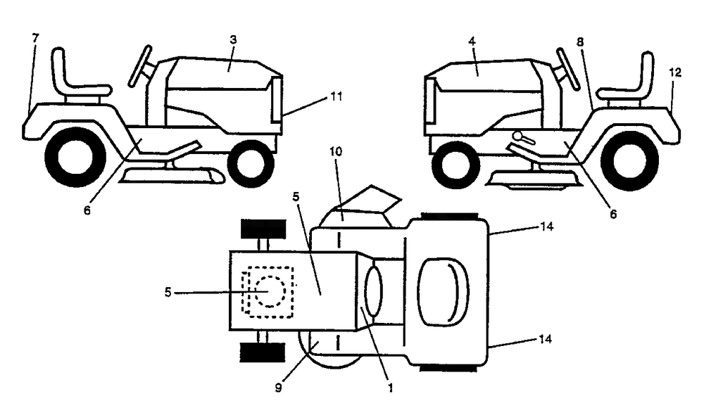 Decals Diagram and Parts List for YT160 (954000582-A)(1993-01) Husqvarna Lawn Tractor