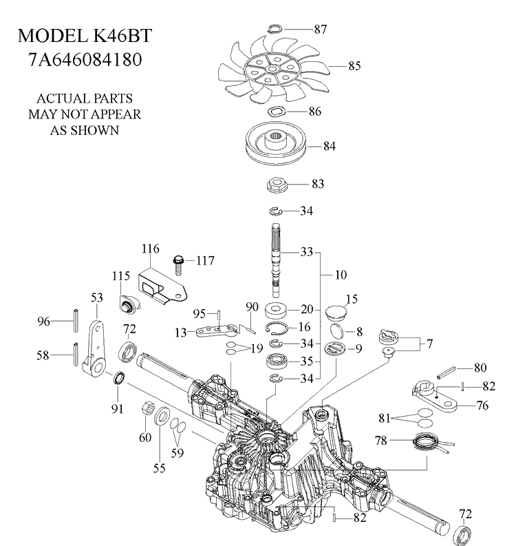 Transmission Diagram and Parts List for YTH2348-240443 2012-11 Husqvarna Lawn Tractor