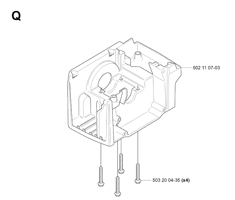 Crankcase Diagram and Parts List for 240R 20053600001-Current Husqvarna Brush Cutter