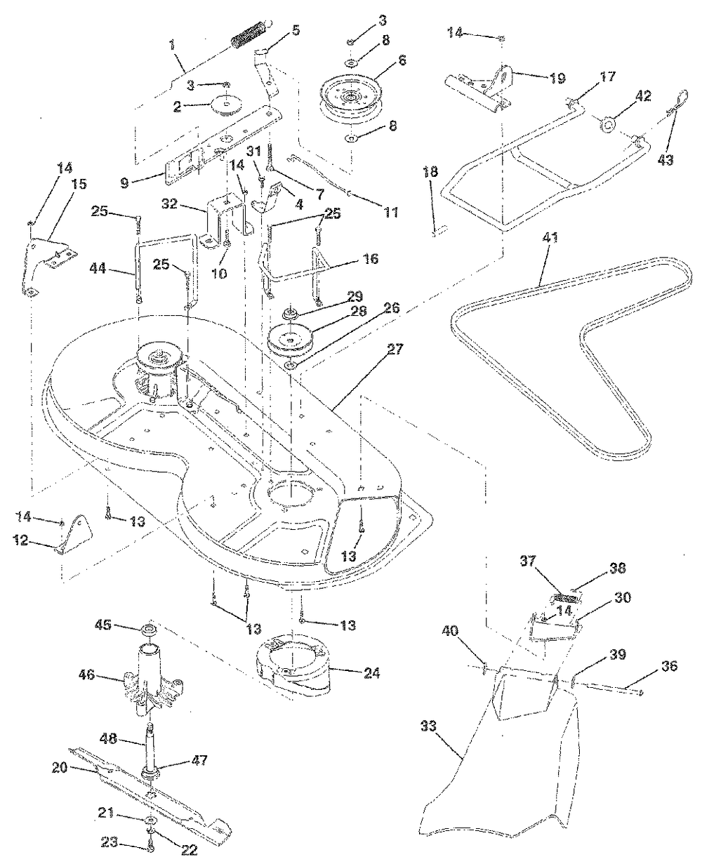 Mower Deck Diagram and Parts List for LR120 (954000582-C)(1993-01) Husqvarna Lawn Tractor
