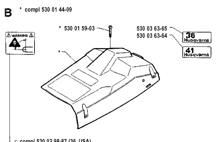 Cover Diagram and Parts List for 41 19912200001-19941800000 Husqvarna Chainsaw