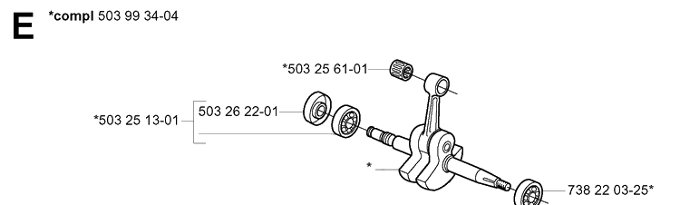 Crankshaft Diagram and Parts List for 385XP 20051000001-20064000000 Husqvarna Chainsaw